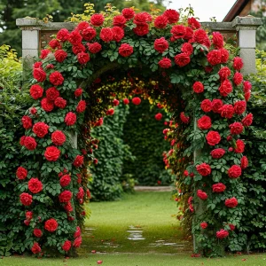 Роза плетистая Алый Триумф купить по цене от 319р. в интернет-магазине «Посадика» с доставкой почтой в в Семилукие и по всей России – [изображение №1].